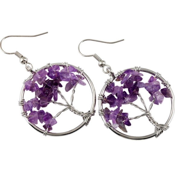 Amethyst Tree of Life Earrings NWT - Picture 2 of 4
